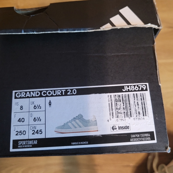 Adidas Womens Size 8 Grand Court 2.0 Mint Green & White Sneakers Shoes JH8679 - Picture 9 of 9